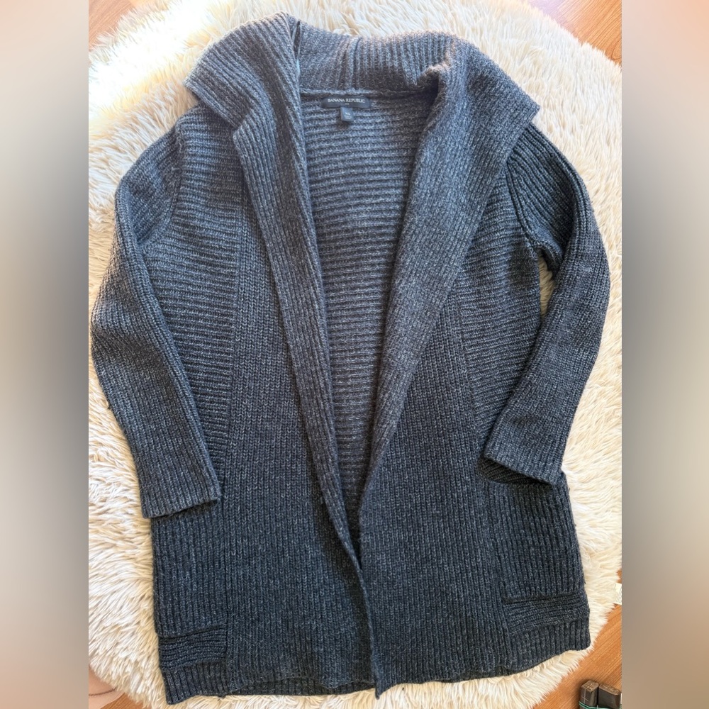 Banana Republic Charcoal Open Front Cardigan